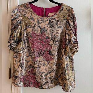 Anthropologie Floral Marie Matte Sequin Top